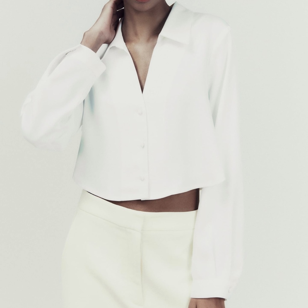 NWT! Zara Satin Effect Cropped Shirt